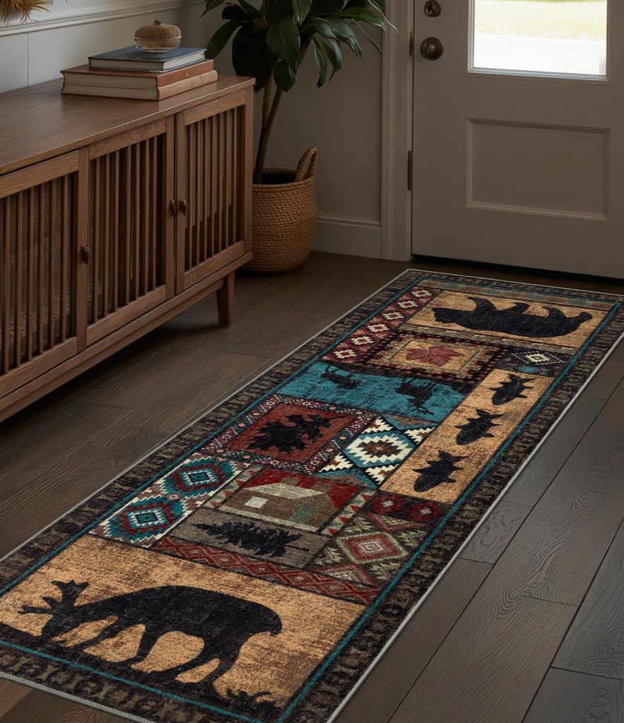 Washable Rustic Cabin Runner Rug Hallway