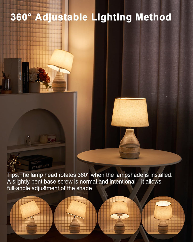 13" Small Ceramic Cordless Table Lamp, Rechargeable Battery, Coastal