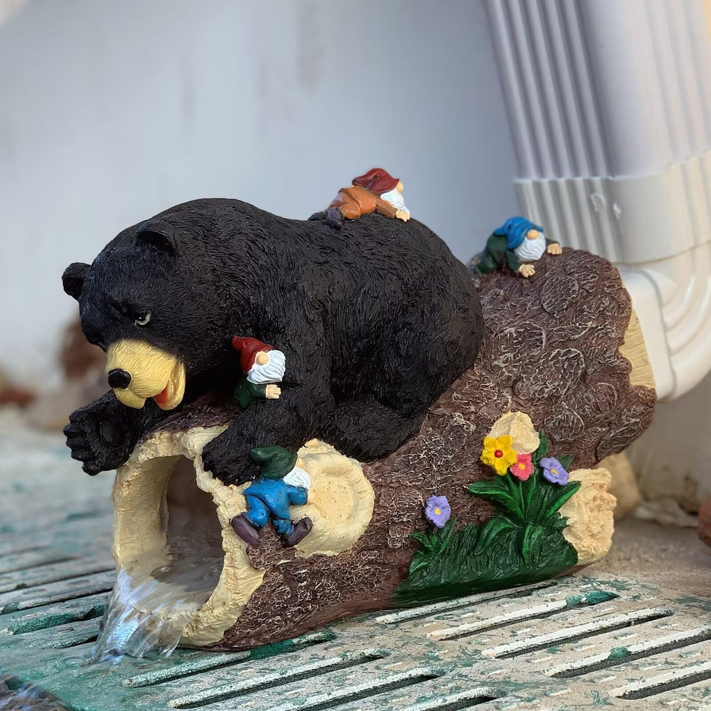Gutter Downspout Extension Garden Decor, Outdoor Statue Curious Bear Sculpture & Statue Gutter Extender Decor