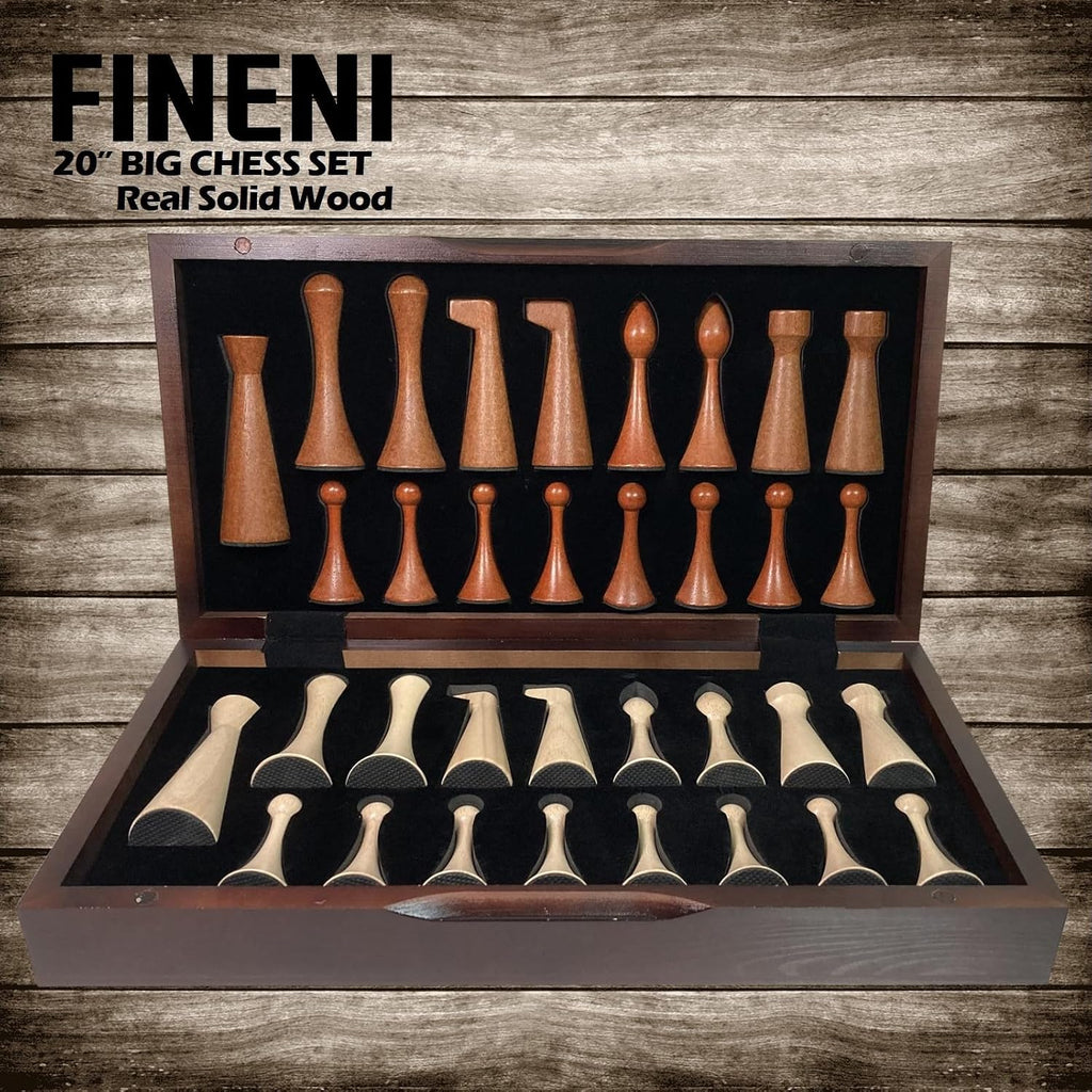 Luxurious 20 inch Real Luxurious Original Colored Solid Wooden Chess Set. Durable Handmade Chess Board Game Sets - Set of 34