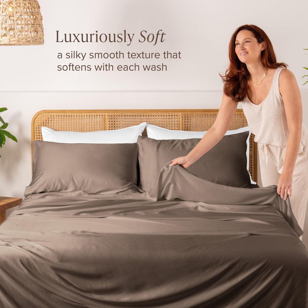 100% Rayon Made from Bamboo Pillowcase Set (King, Taupe)