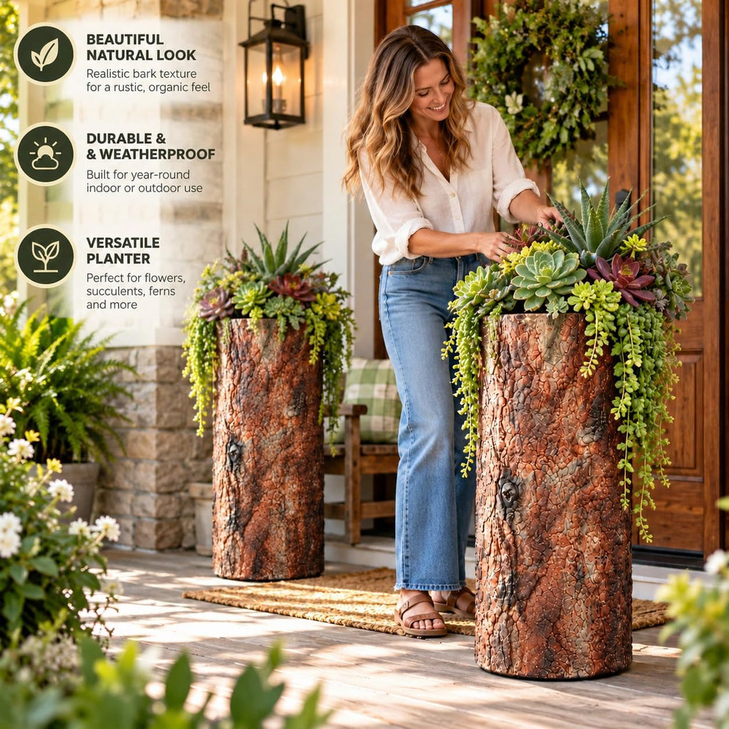 Farmhouse Porch and Patio Planter. Tall Country Vintage Plant and Flower Stand. Large Outdoor Deck and Garden Unique