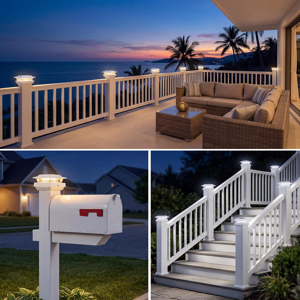 4x4 Solar Post Cap Lights Outdoor 12Pack- 3 Color Temperatures&2 Level Brightness, IP65 Waterproof, 16 LED Fence Deck