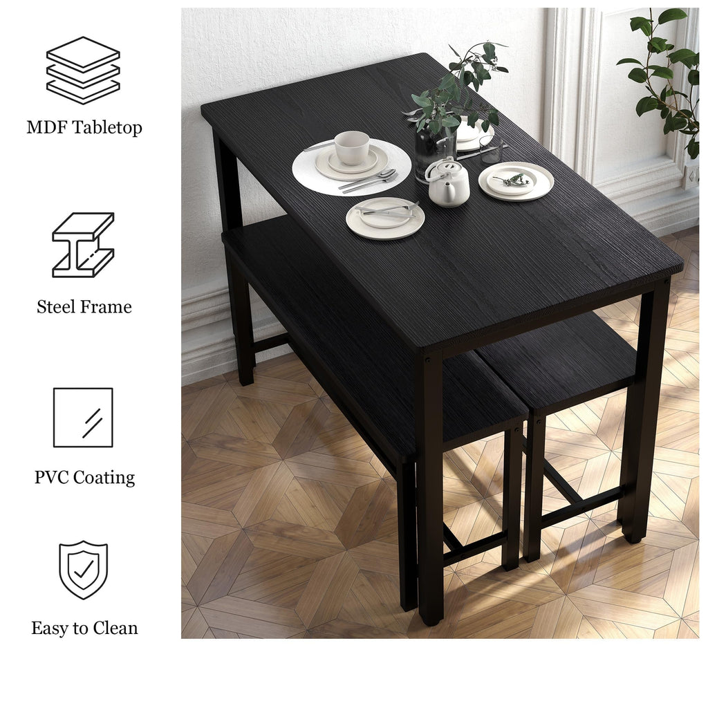 Sturdy Durable Dining Table Set for 4 with Bench, Easy to Assemble Kitchen Table with Bench, Space-Saving Ideal