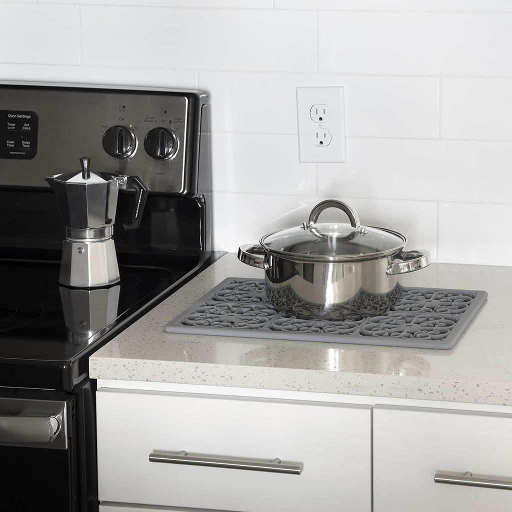 Extra Large, Thick, Silicone Trivet for Hot Dishes, Pots, and Pans, Heat Resistant Mat for Countertop, Hot Pad, Easy