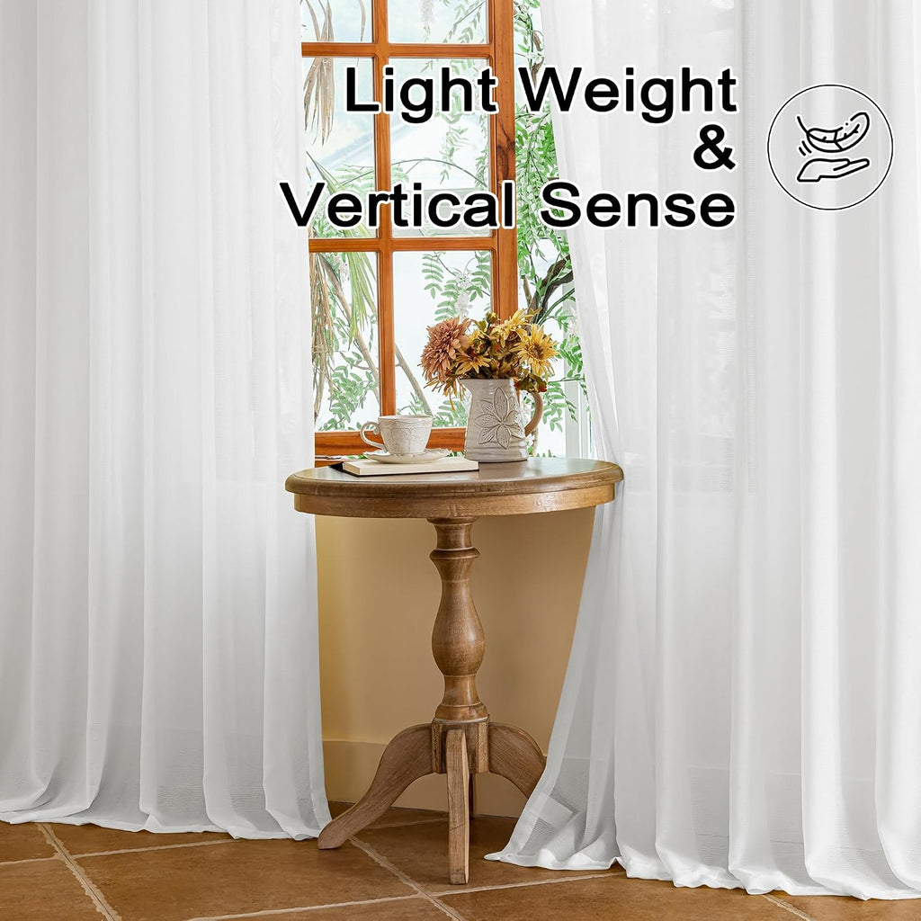 White Pinch Pleat Curtains 144 Inches Long 12ft Tall Extra Long Sheer Curtains for Living Room Soft Touch Light