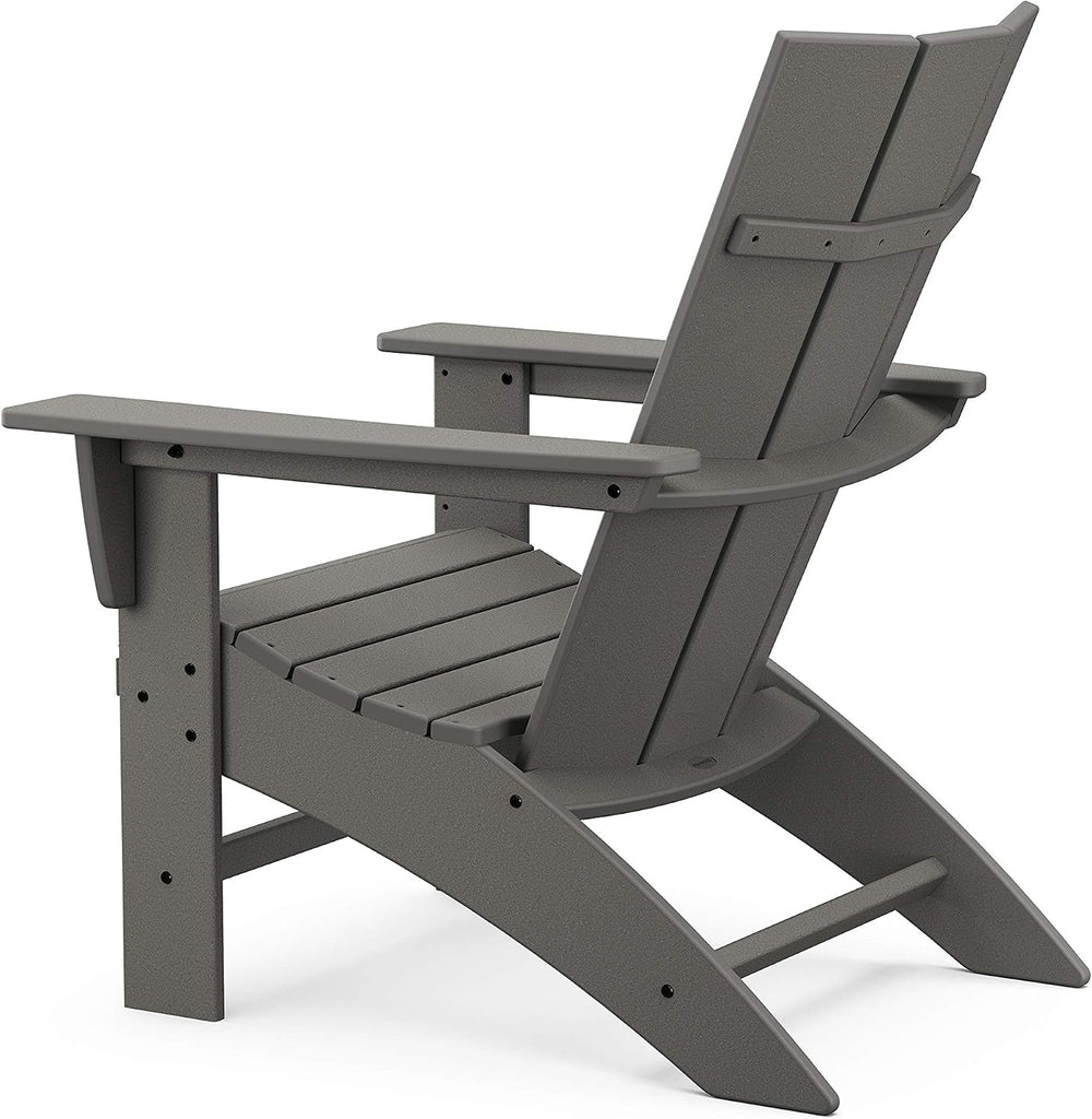Modern Curveback Adirondack Chair, HDPE Outdoor Patio Furniture, Fade-Proof All-Weather Deck Garden Fire Pit Chair