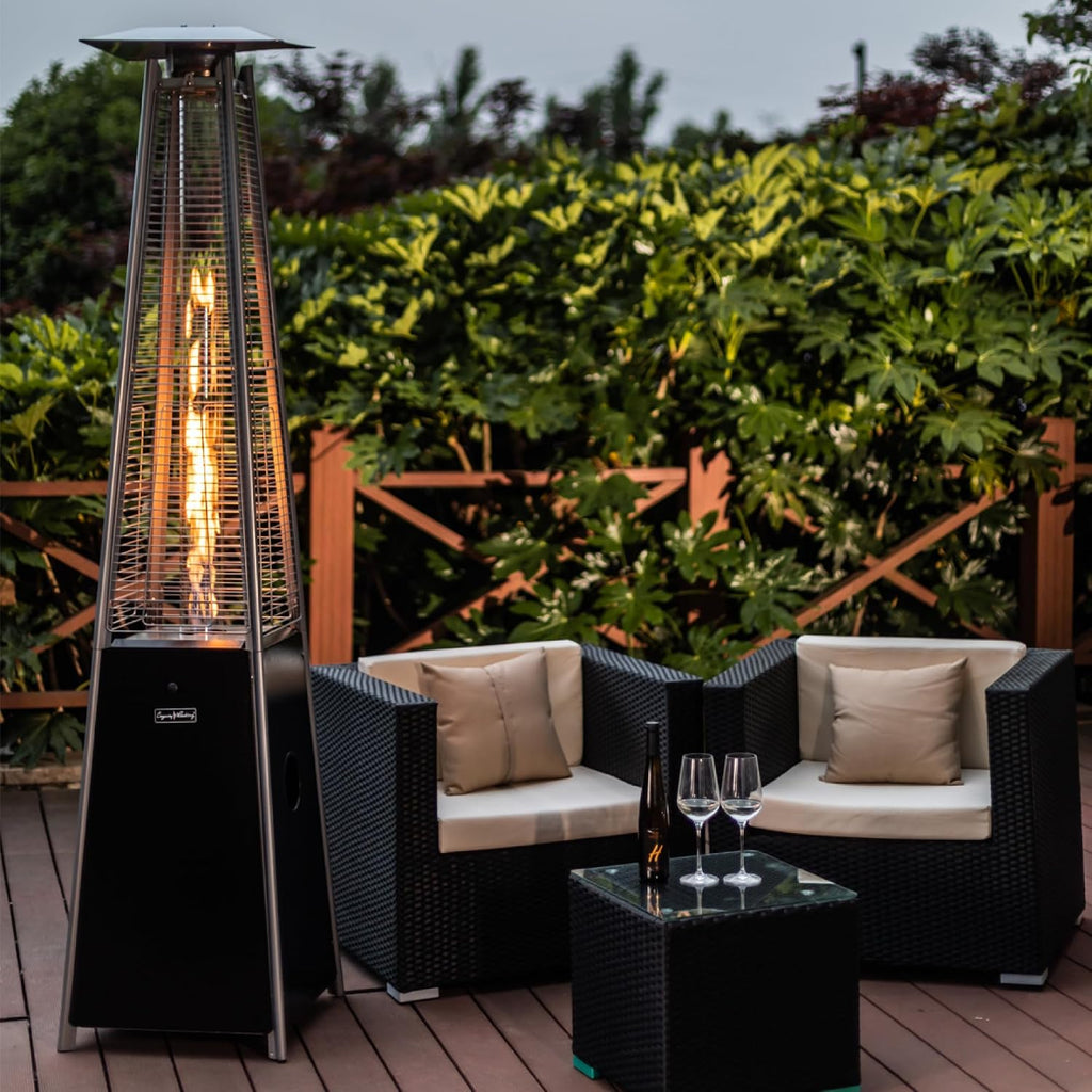 Outdoor Pyramid Patio Heater, 40,000 BTU Propane Patio Heater with Glass Tube, Pulse Ignition & Triple Safety