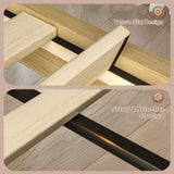 Queen Bed Frame Upholstered Platform Beds with Height-Adjustable Cotton and Linen Headboard, Heavy Duty Wood Slats