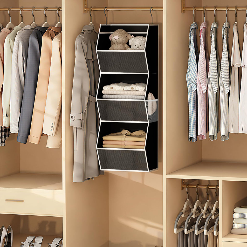 Hanging Closet Organizer Collapsible Bedroom Closet Organization, 3 Shelf