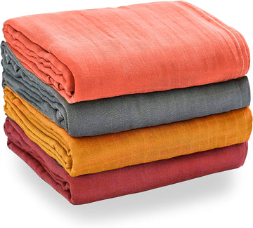 Pack of 4 Swaddle Blankets - Organic Cotton Muslin Baby Blanket for Swaddles 3-6 Months & 0-3 Months | Soft Swaddle