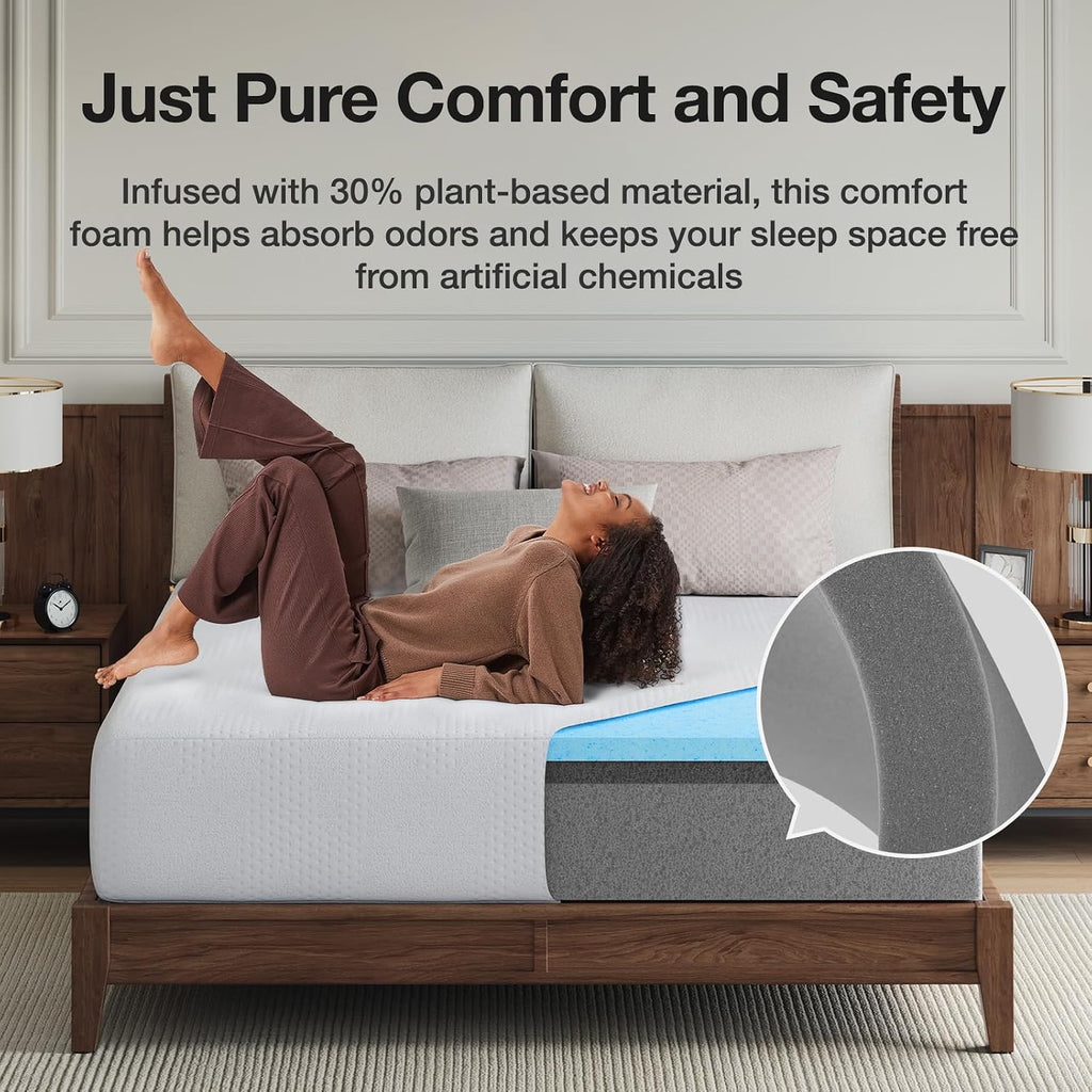 Queen Size Mattress, 14 Inch Gel Memory Foam Mattress for Cooling | Cooling Night Sleep & Pressure Relief & Motion