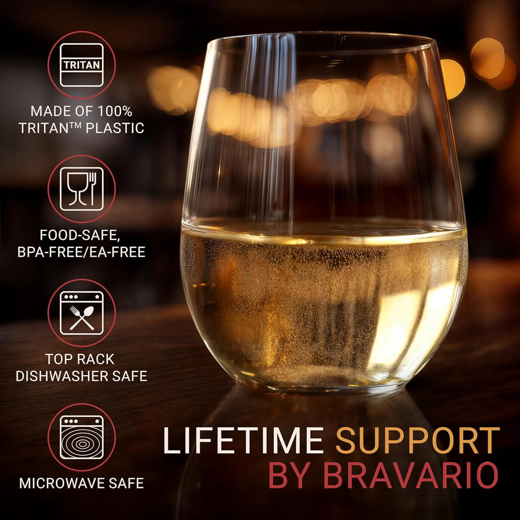 Unbreakable Stemless Plastic Wine Glasses | Reusable | Shatterproof 100% Tritan Plastic | Dishwasher-Safe | BPA-free