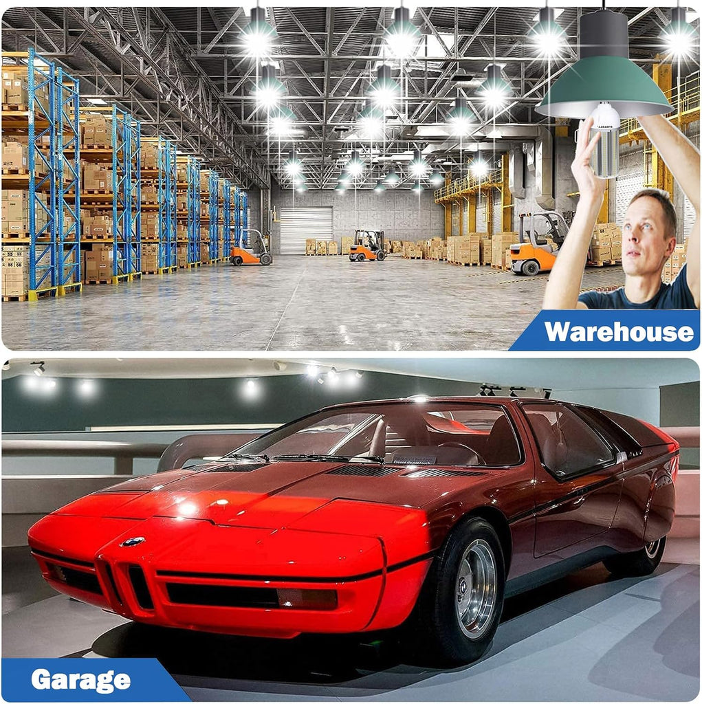 Is More economical,60W LED Light Bulb, E26 Base, 5000K 6000LM LED Bulb, Suitable for Garage Warehouse Workshop