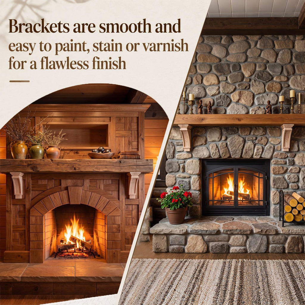4" x 8" x 12" Wood Corbels, Decorative Wooden Shelf Brackets