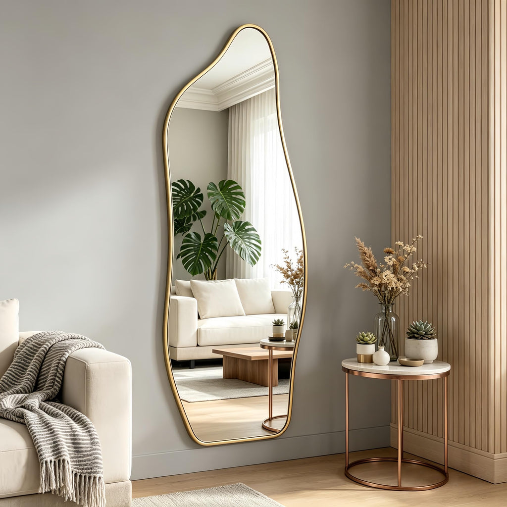 48"x16" Full Length Door Mirror, Dolphin Hanging Mirror, Gold
