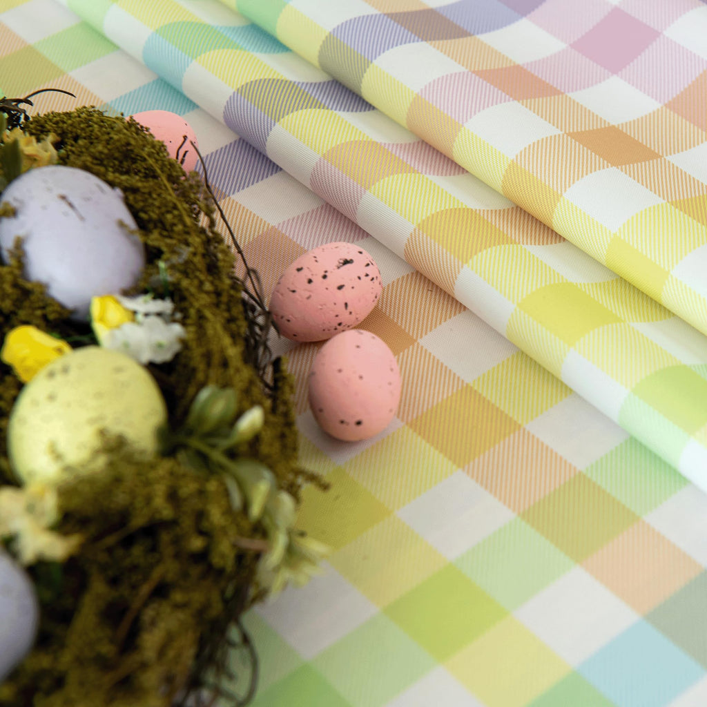Easter Sunday Spring Plaid Tablecloth - Colorful Rectangular 58x102 Inch Water Resistant Table Cloth for