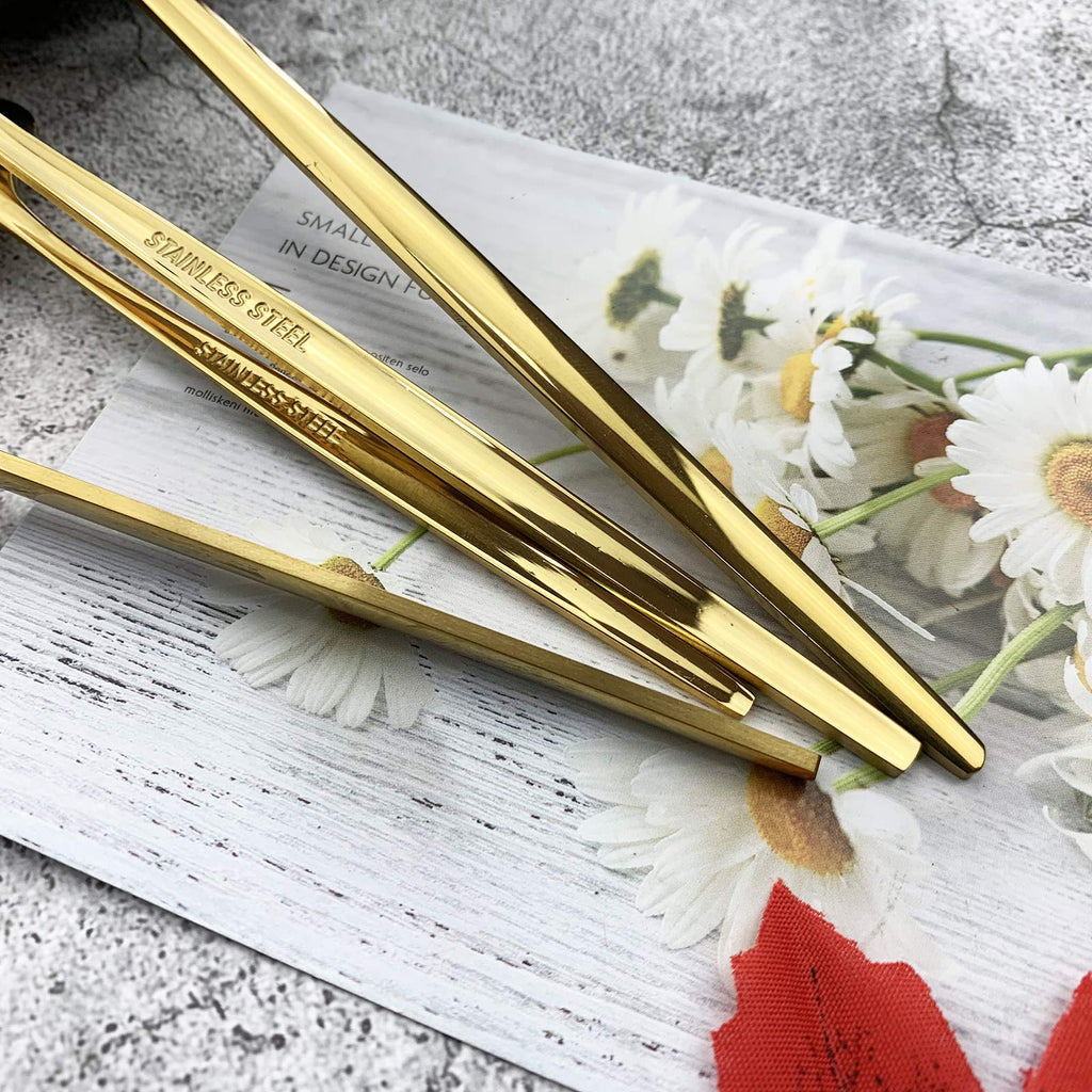 Silverware Set, Mirror Polished Gold Flatware Cutlery Set Service for 4, Shiny Finish 24 Pieces Stainless Steel