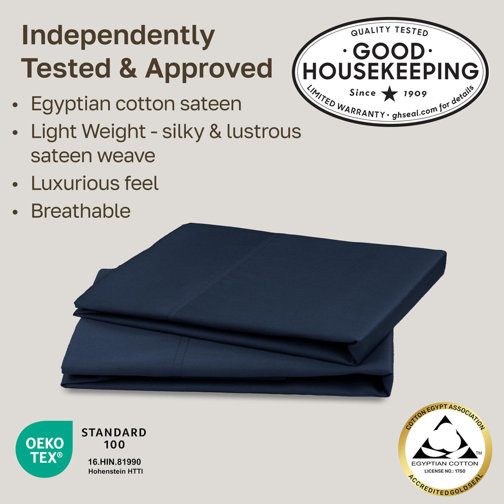 100% Egyptian Cotton 2-Pack Standard Pillow Cases