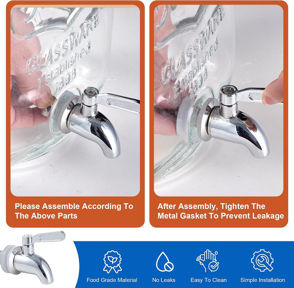 1.5 Gallon for Parties, 2PACK Beverage Dispenser with Stand, Ice Cylinder and Stainless Steel Spigot 100% Leakproof