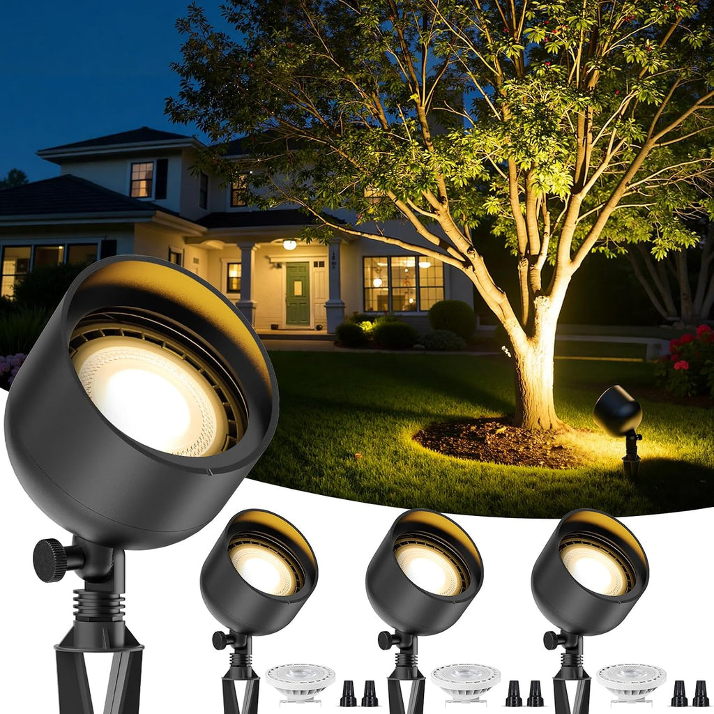 Low Voltage Landscape LED Flood Light, 12V Wide-Angle Outdoor Uplight for Bushes, Tree Canopy, Flagpole and Exterior