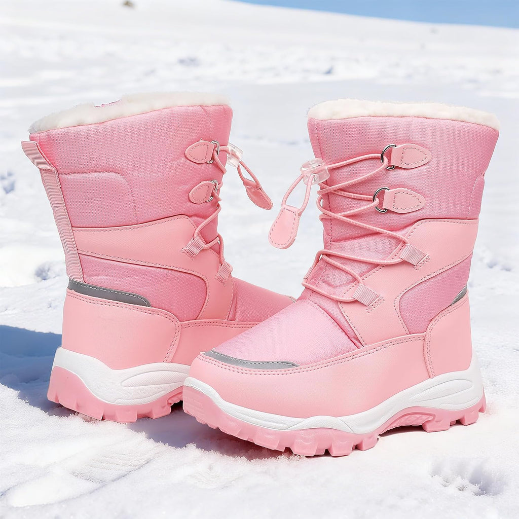 Boys Girls Snow Boots Water-Resistant Warm Winter Boots