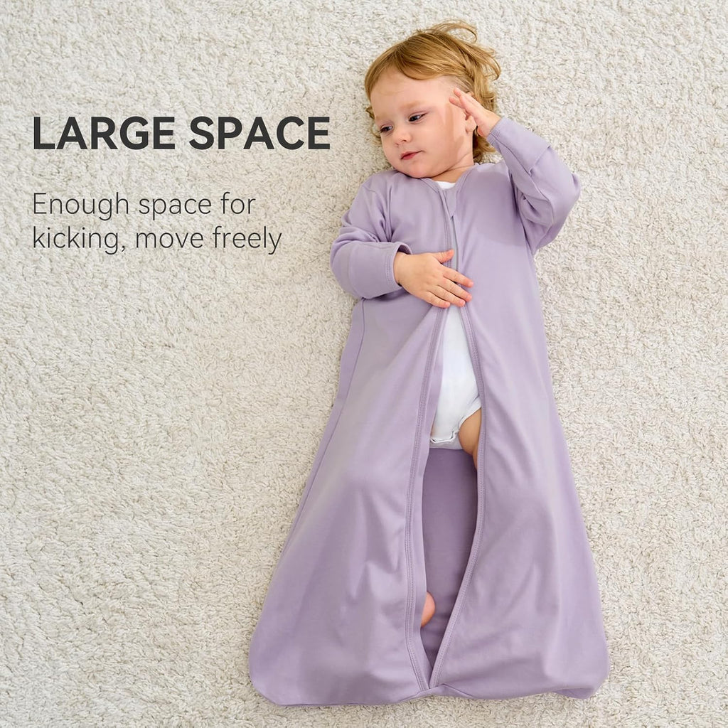 Sleep Sack, Long Sleeve Baby Wearable Blanket 0.5 Tog with Mittens, Way Zipper Toddler Cotton Sleeping