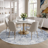 8ft Round Area Rug for Living Room: 8x8 Washable Neutral Modern Abstract Soft Thin Rug Indoor Floor 