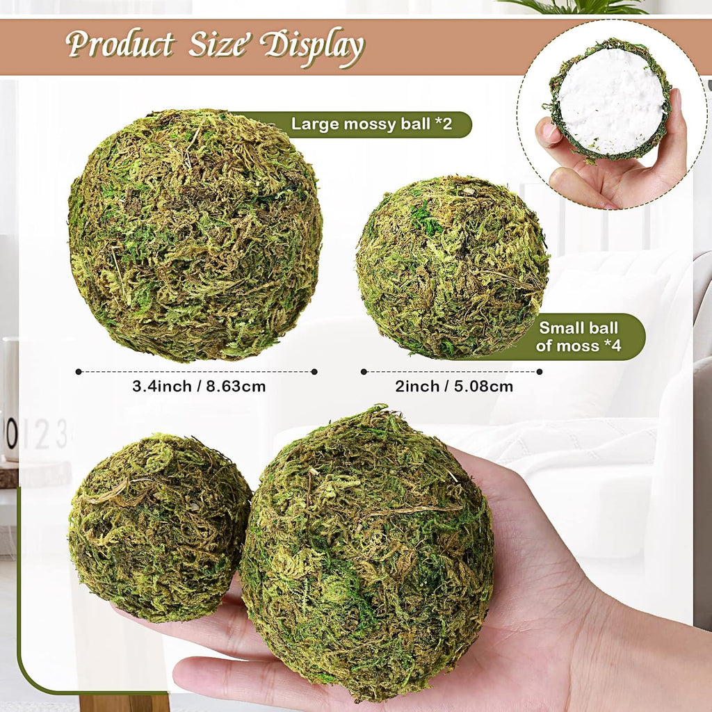 Moss Wicker Decorative Balls for Centerpiece, Regular Size - Set of 18