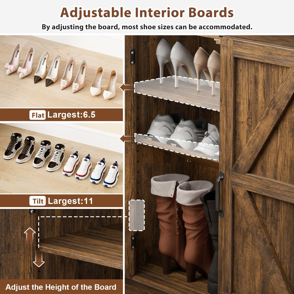 6-Tier Shoe Cabinet Holds Up to 20 Pairs, Entryway Shoe Rack, Brwon