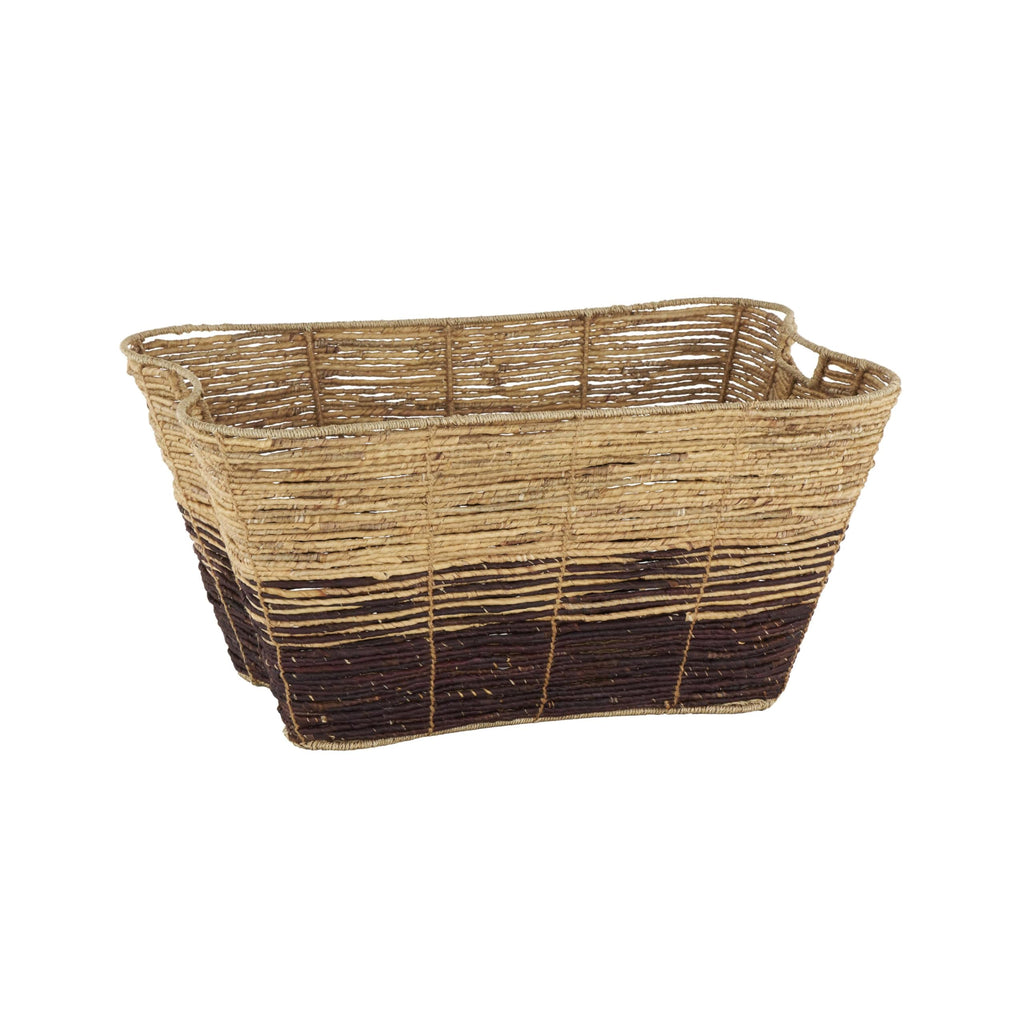 Seagrass Handmade Decorative and Functional Storage Basket Oversized Color Block Basket Organizer with Slot Handles