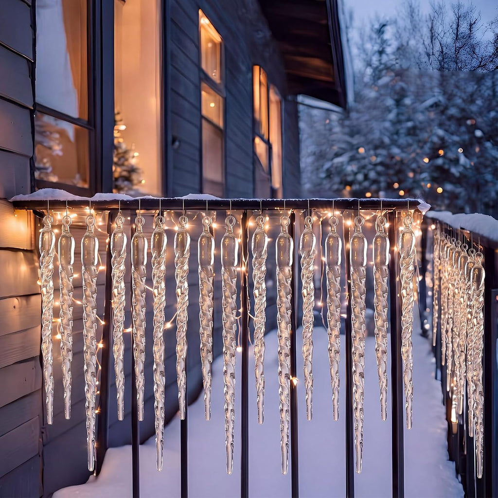 Large Crystal Icicles Ornaments Decor - Set of 24