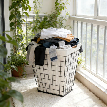 Steel Wire Laundry Hamper with Removable Cotton Blend Liner, 75L Rectangular Laundry Basket Ideal for Laundry