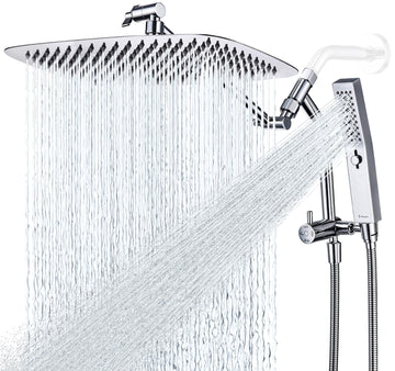 14 Inch All Metal Rain Shower Head with Handheld Spray (Chrome)