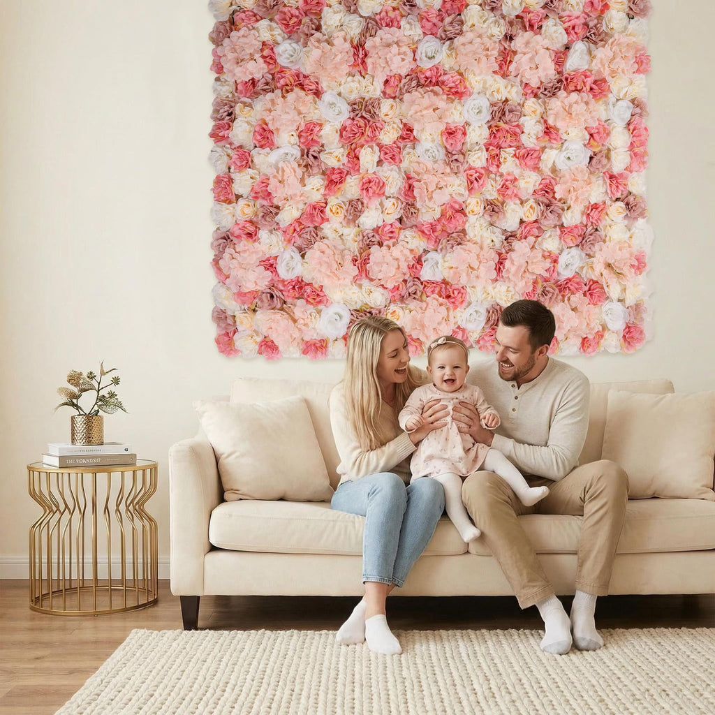 Flower Wall Backdrop 6 Panels 16×24 Inch - Blush Pink Rose