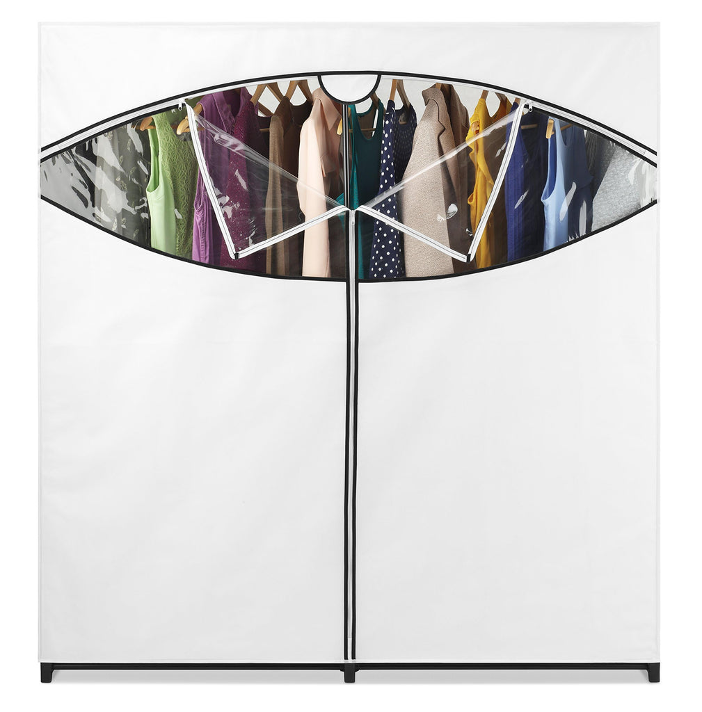 Extra-Wide 60" Portable Clothes Closets with Cover, White Duluxe