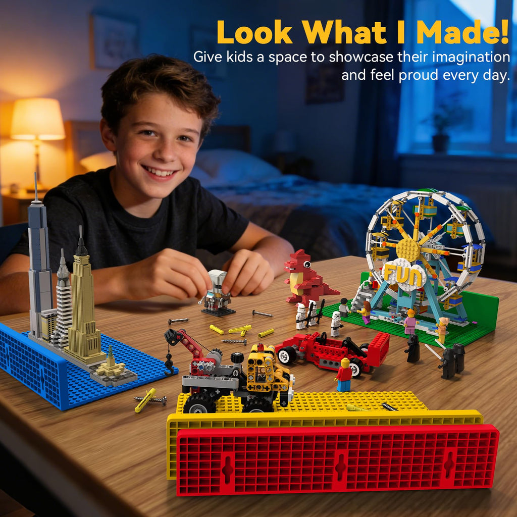 8Pack Floating Shelves for Wall Compatible with Lego Bricks, 4Color