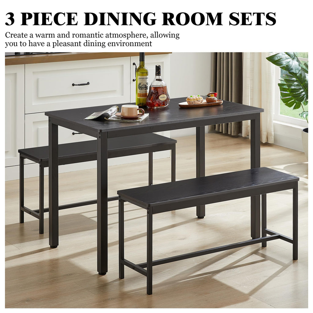 Sturdy Durable Dining Table Set for 4 with Bench, Easy to Assemble Kitchen Table with Bench, Space-Saving Ideal