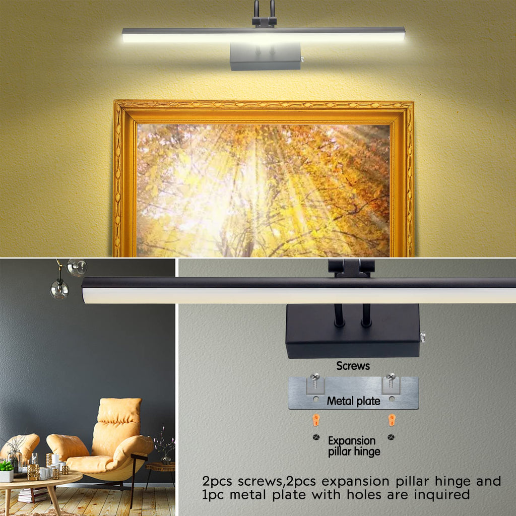 Picture Lights for Wall,5000mAh Wireless Wall Light,16" Art Light,Black