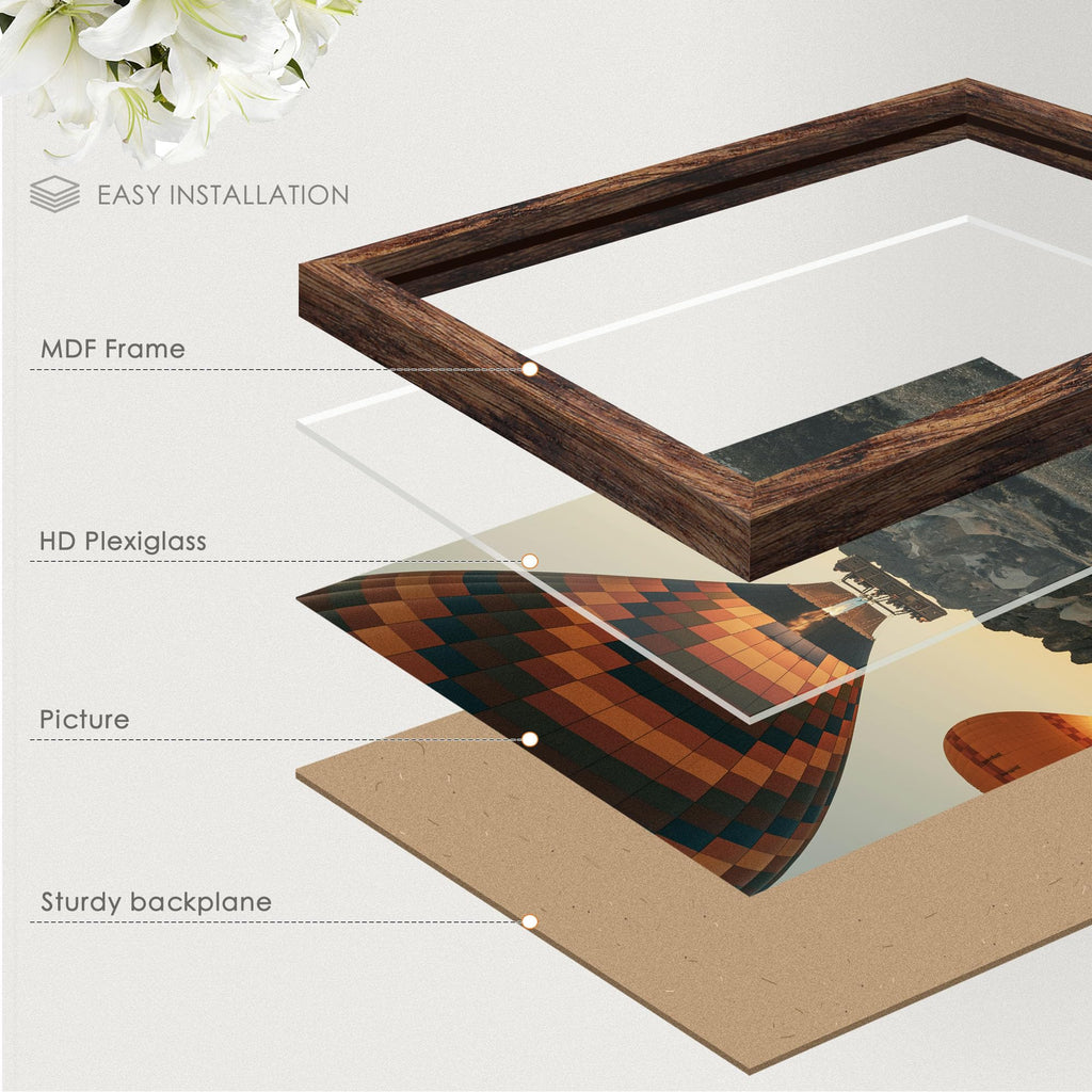 24x36 Poster Frame Brown, with Plexiglass and Wall Mounting, 1 Pack