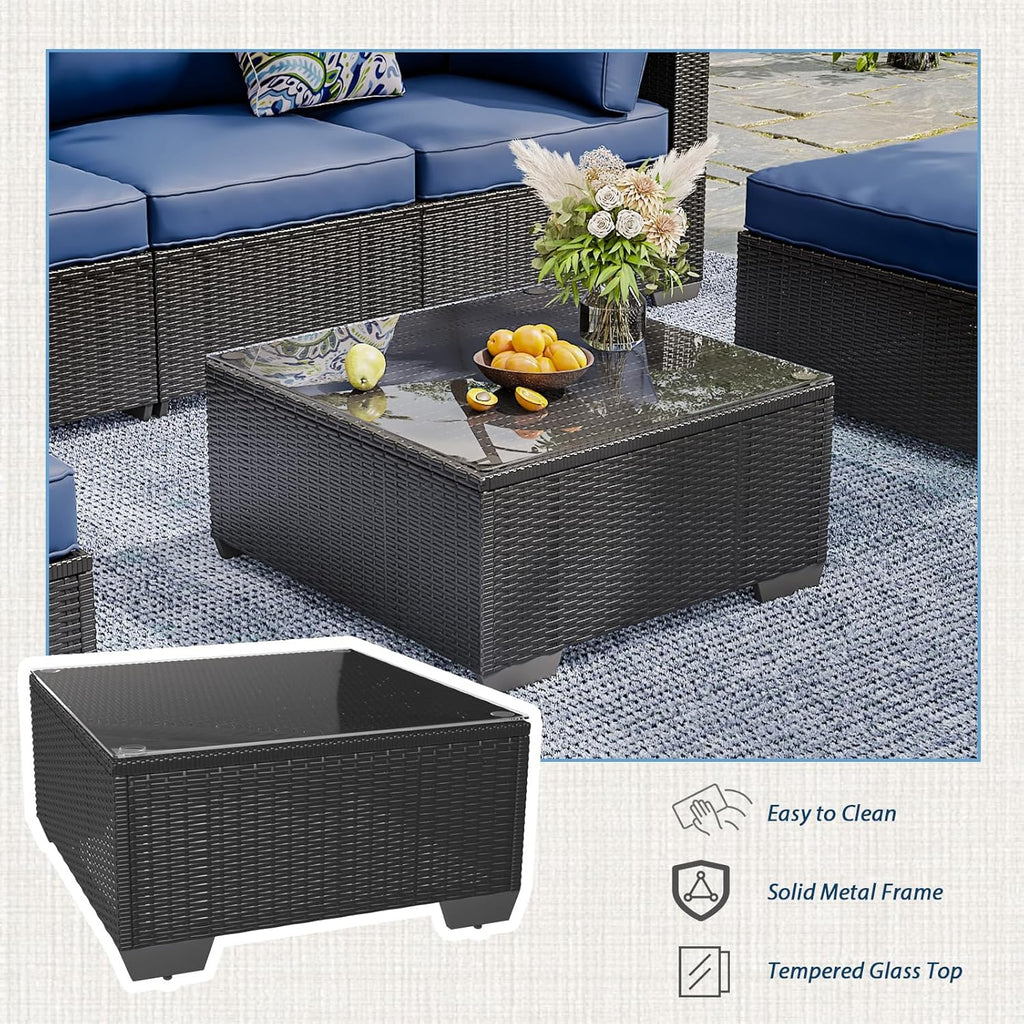 7 Piece Outdoor Patio Furniture Set, Outdoor Sectional Conversation Furniture Chair with Coffee Table