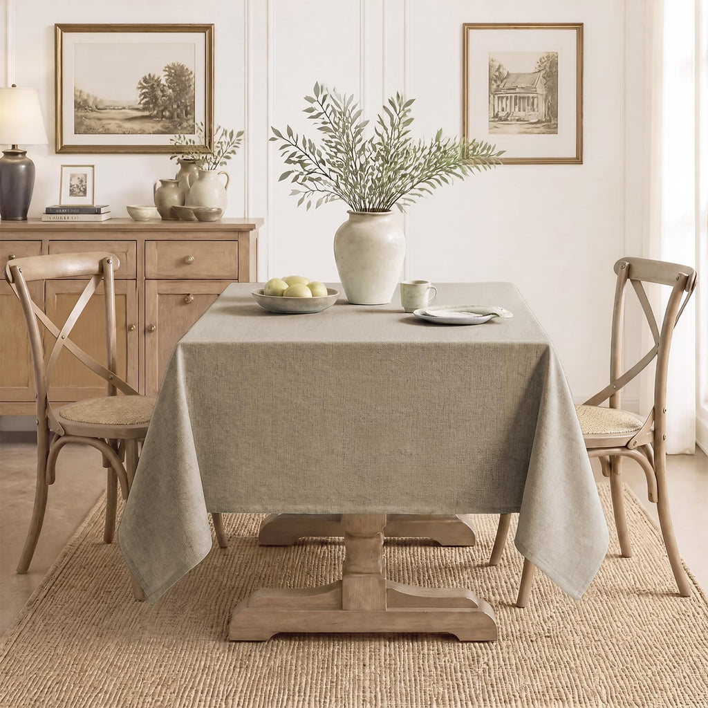 Rectangle Tablecloth Linen Textured Waterproof & Stain Resistant Table Cloth Wrinkle Free Decorative Fabric Farmhouse