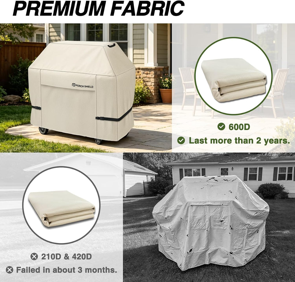 54W x 24D x 46H inch Premium Gas Grill Cover Up to 52 inch, Waterproof and Fade Resistant 600D BBQ Covers for Weber