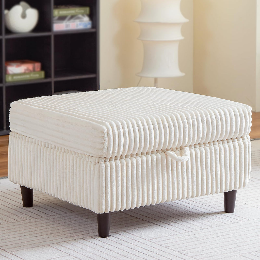 Modern Ottoman with Storage for Modular Sectional Sofa, Beige