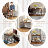 24 Inch Small Dog Crate Furniture - All-Season Indoor Dog Kennel with Wooden Top & Thickened Metal Wire