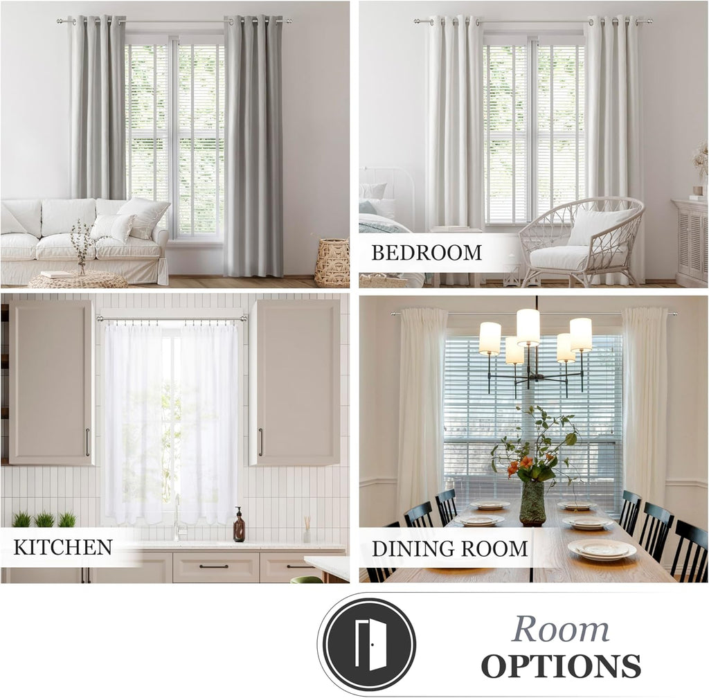 Kendall Standard Decorative Window Curtain Rod, KN71716, (71cm-122cm), 5/8" (15.8mm) diameter, Brushed Nickel