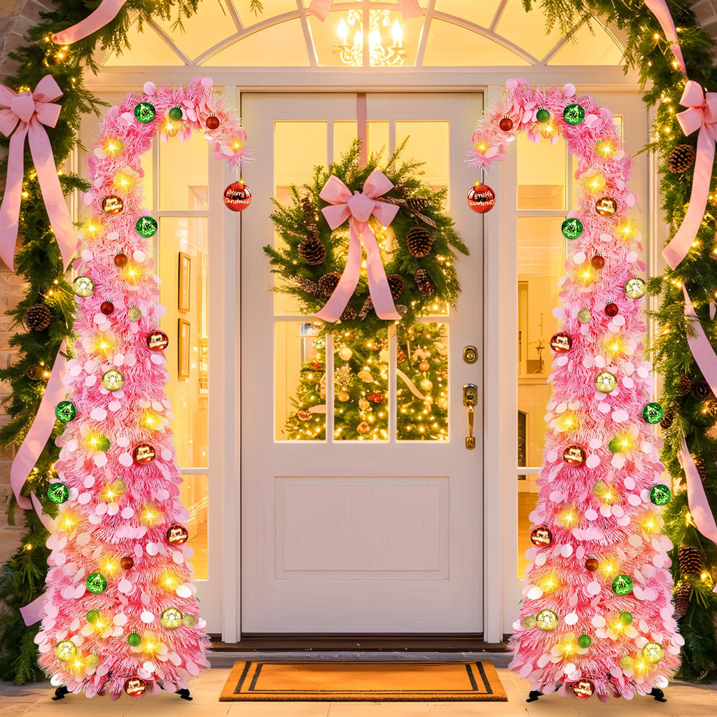 Whimsical with Ball String Lights, 5FT Pink Pop Up Tree