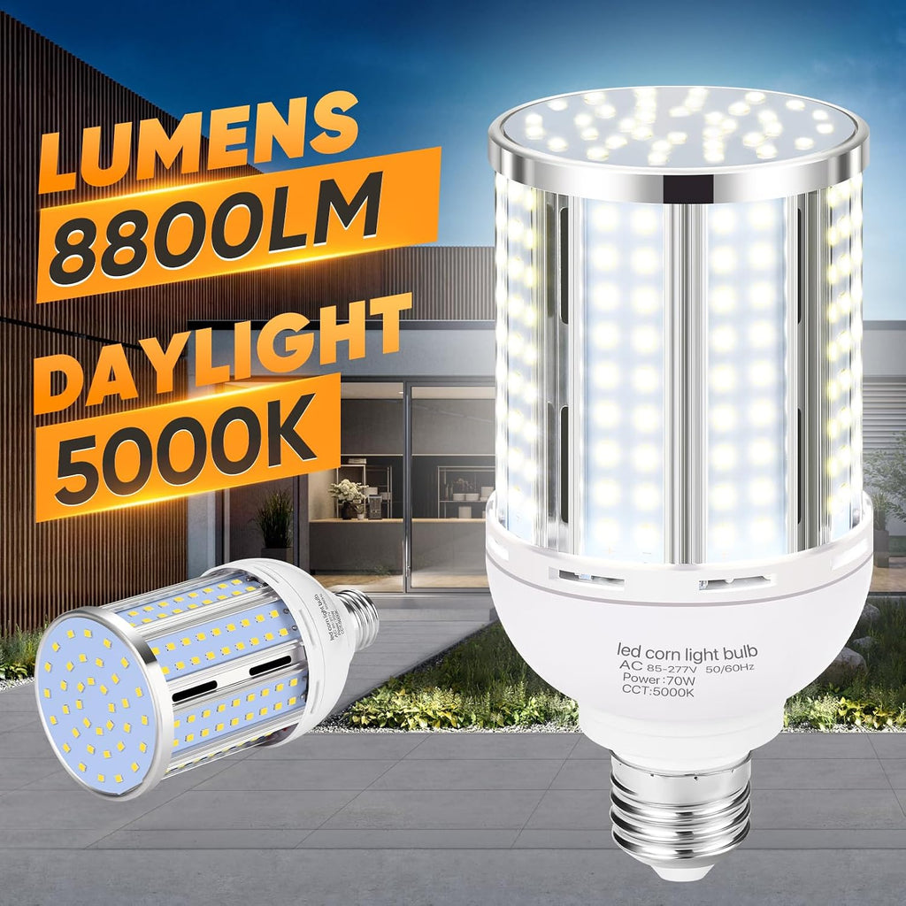 70W LED Corn Light Bulb(2 Pack),(700 Watt Equivalent) Fanless E26/E39 Medium/Large Mogul Base LED Cob Lamp 5000K