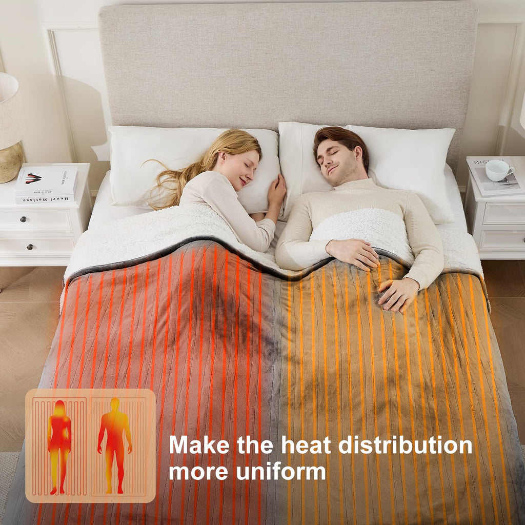 Heated Blanket Queen Size, Dual Control, ETL Certified, Grey