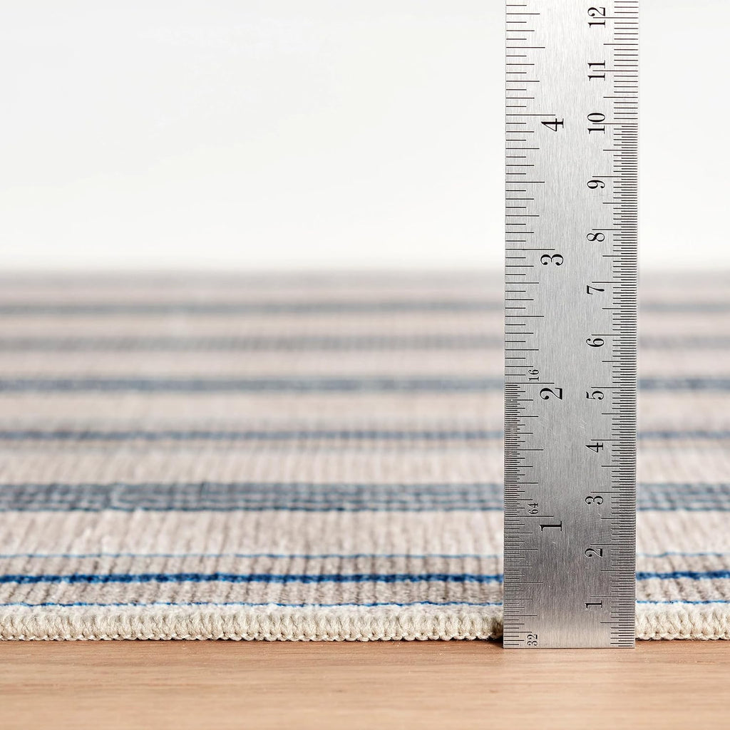 Nimes Ticking Neutral Striped Washable Rug
